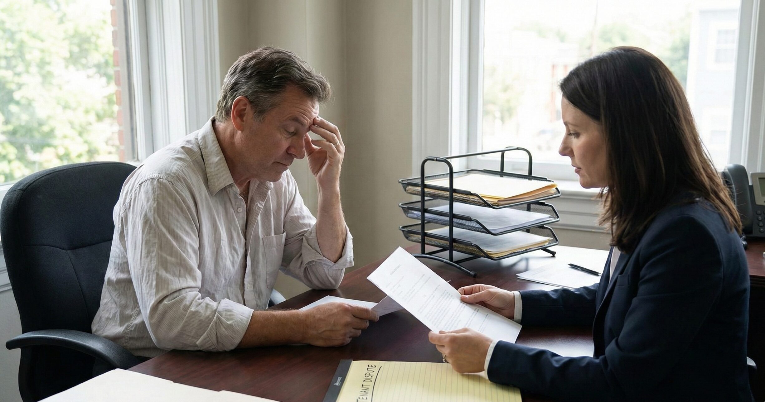 lawyer and tenant sitting together