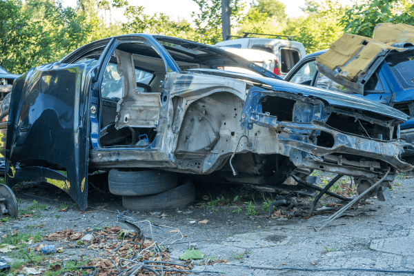 Scraped car in junk yard