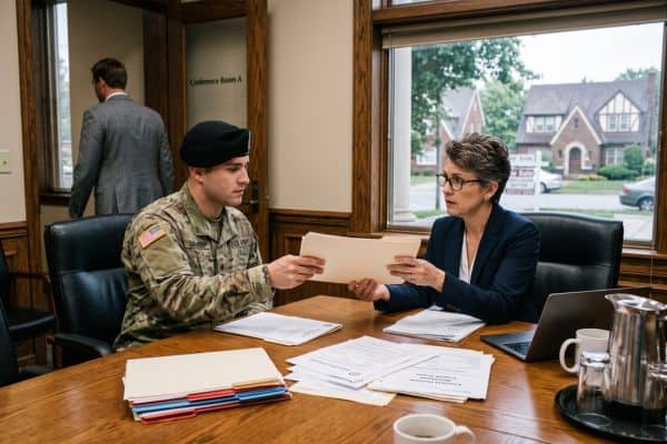 Active-duty service member presenting military orders